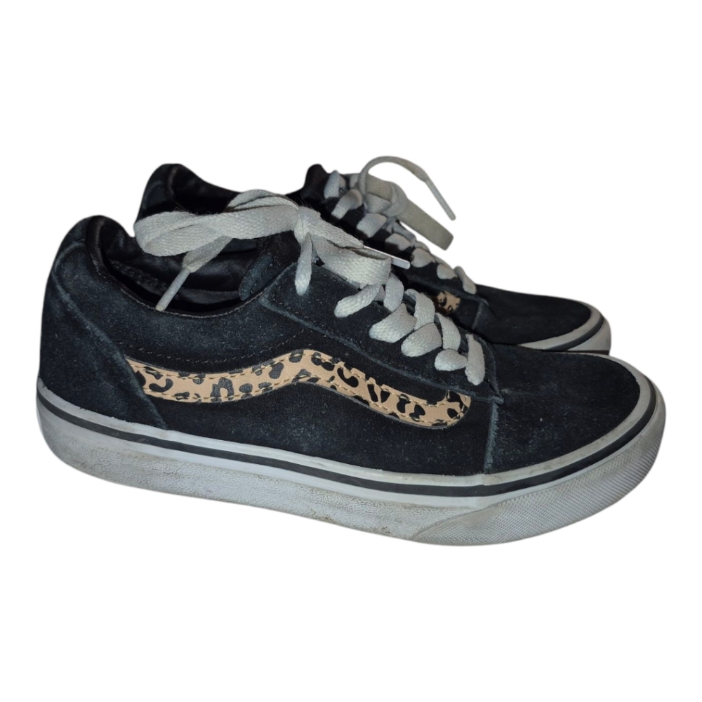 Vans Black Sneakers with Leopard Print Accent
